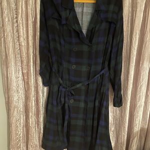 Torrid Green and plaid trench coat dress